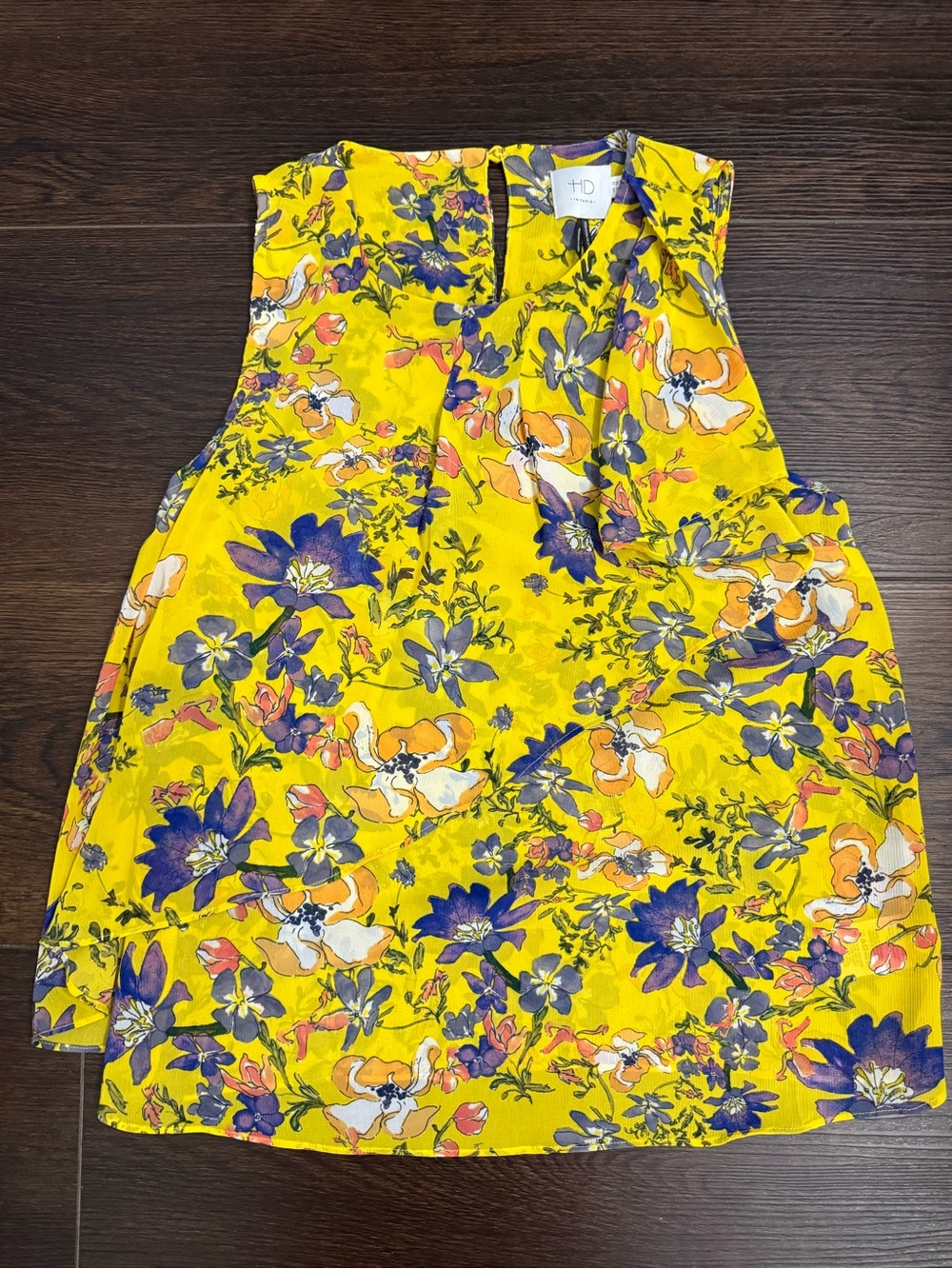 Anthropologie women’s sleeveless blouse yellow floral